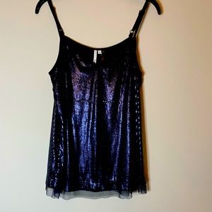 Michael Stars Sequin Tank Top - Sparkly Navy Blue